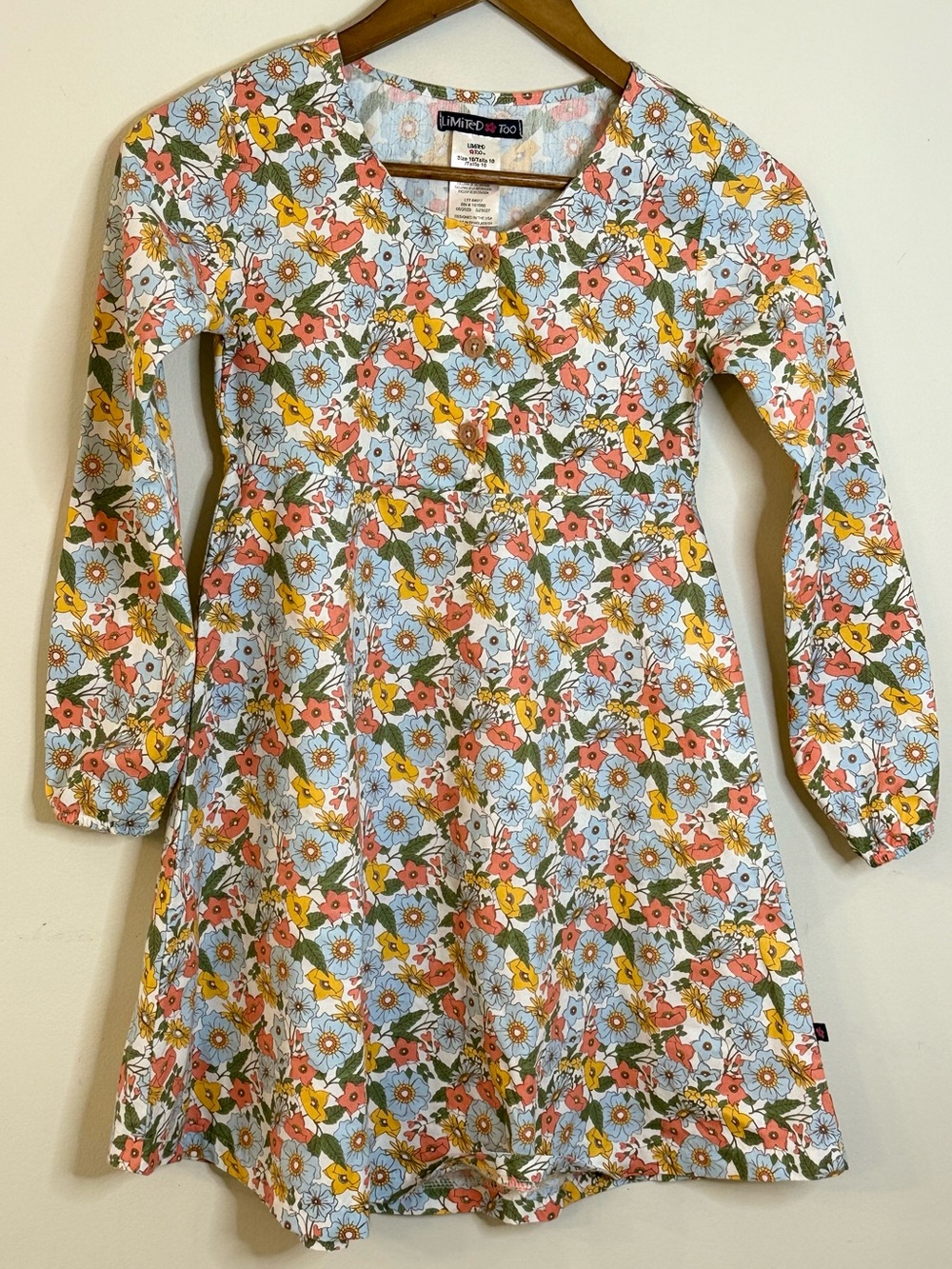 Limited Too girls dress multicolored floral cottage core SZ 10